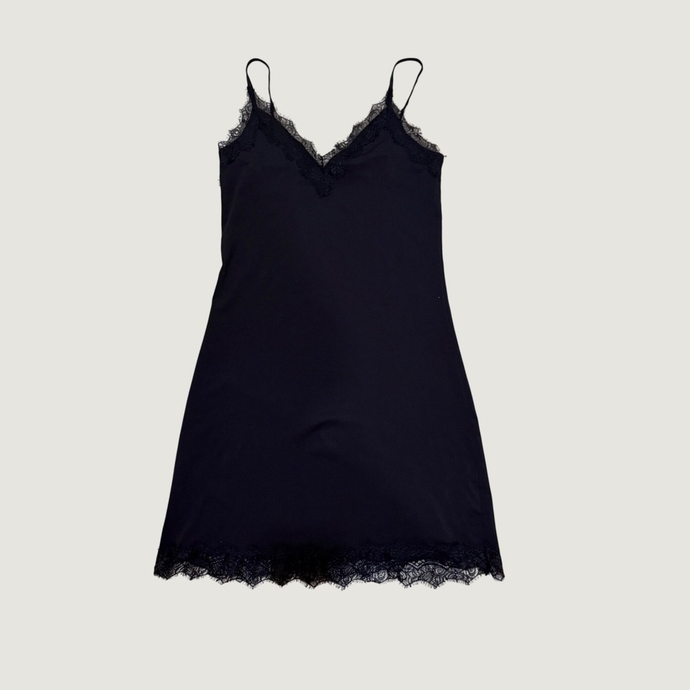 Rosemunde Copenhagen Slip Dress EU 38 Black Lace Mini Y2K Layering Scandinavian